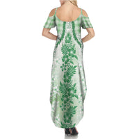 Aloha Hawaii Palaka Summer Maxi Dress Green Plumeria Lei LT05 - Polynesian Pride