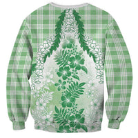 Aloha Hawaii Palaka Sweatshirt Green Plumeria Lei - Polynesian Pride