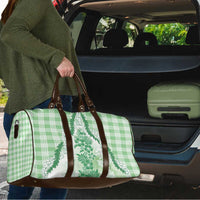 Aloha Hawaii Palaka Travel Bag Green Plumeria Lei - Polynesian Pride