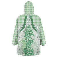 Aloha Hawaii Palaka Wearable Blanket Hoodie Green Plumeria Lei - Polynesian Pride