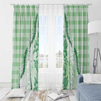 Aloha Hawaii Palaka Window Curtain Green Plumeria Lei - Polynesian Pride