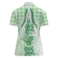 Aloha Hawaii Palaka Women Polo Shirt Green Plumeria Lei LT05 - Polynesian Pride