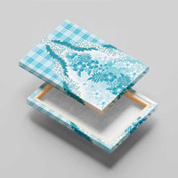 Aloha Hawaii Palaka Canvas Wall Art Blue Plumeria Lei - Polynesian Pride