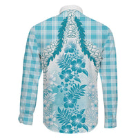 Aloha Hawaii Palaka Family Matching Puletasi and Hawaiian Shirt Blue Plumeria Lei - Polynesian Pride