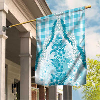 Aloha Hawaii Palaka Garden Flag Blue Plumeria Lei - Polynesian Pride