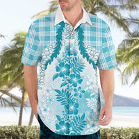 Aloha Hawaii Palaka Hawaiian Shirt Blue Plumeria Lei LT05 - Polynesian Pride