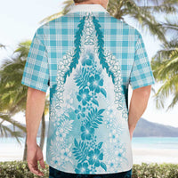 Aloha Hawaii Palaka Hawaiian Shirt Blue Plumeria Lei LT05 - Polynesian Pride