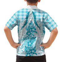 Aloha Hawaii Palaka Hawaiian Shirt Blue Plumeria Lei LT05 - Polynesian Pride