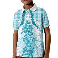 Aloha Hawaii Palaka Kid Polo Shirt Blue Plumeria Lei LT05 Kid Blue - Polynesian Pride