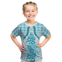 Aloha Hawaii Palaka Kid T Shirt Blue Plumeria Lei LT05 Blue - Polynesian Pride