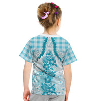 Aloha Hawaii Palaka Kid T Shirt Blue Plumeria Lei LT05 - Polynesian Pride