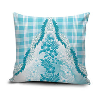 Aloha Hawaii Palaka Pillow Cover Blue Plumeria Lei - Polynesian Pride