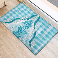 Aloha Hawaii Palaka Rubber Doormat Blue Plumeria Lei - Polynesian Pride