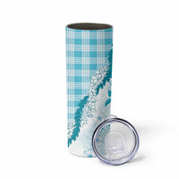Aloha Hawaii Palaka Skinny Tumbler Blue Plumeria Lei - Polynesian Pride