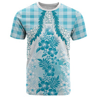 Aloha Hawaii Palaka T Shirt Blue Plumeria Lei LT05 Blue - Polynesian Pride