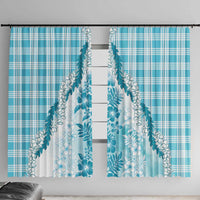 Aloha Hawaii Palaka Window Curtain Blue Plumeria Lei - Polynesian Pride
