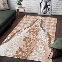 Aloha Hawaii Palaka Area Rug Beige Plumeria Lei - Polynesian Pride