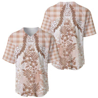 Aloha Hawaii Palaka Baseball Jersey Beige Plumeria Lei LT05 - Polynesian Pride