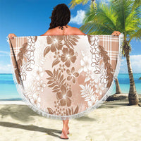 Aloha Hawaii Palaka Beach Blanket Beige Plumeria Lei - Polynesian Pride