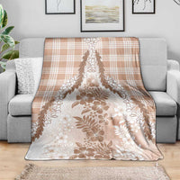 Aloha Hawaii Palaka Blanket Beige Plumeria Lei - Polynesian Pride