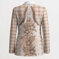 Aloha Hawaii Palaka Blazer Beige Plumeria Lei - Polynesian Pride