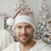 Aloha Hawaii Palaka Christmas Santa Hat Beige Plumeria Lei - Polynesian Pride