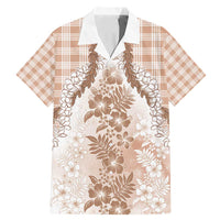 Aloha Hawaii Palaka Family Matching Mermaid Dress and Hawaiian Shirt Beige Plumeria Lei - Polynesian Pride