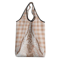 Aloha Hawaii Palaka Grocery Bag Beige Plumeria Lei - Polynesian Pride