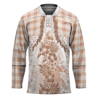 Aloha Hawaii Palaka Hockey Jersey Beige Plumeria Lei - Polynesian Pride