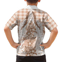 Aloha Hawaii Palaka Kid Hawaiian Shirt Beige Plumeria Lei LT05 - Polynesian Pride