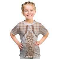 Aloha Hawaii Palaka Kid T Shirt Beige Plumeria Lei LT05 Beige - Polynesian Pride
