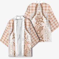 Aloha Hawaii Palaka Kimono Beige Plumeria Lei - Polynesian Pride