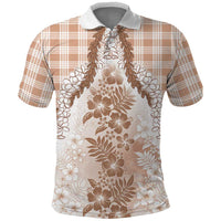 Aloha Hawaii Palaka Polo Shirt Beige Plumeria Lei LT05 Beige - Polynesian Pride
