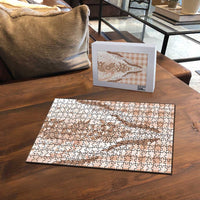 Aloha Hawaii Palaka Puzzle Beige Plumeria Lei - Polynesian Pride