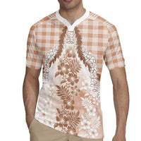 Aloha Hawaii Palaka Rugby Jersey Beige Plumeria Lei LT05 - Polynesian Pride