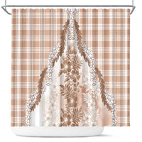 Aloha Hawaii Palaka Shower Curtain Beige Plumeria Lei - Polynesian Pride
