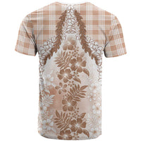Aloha Hawaii Palaka T Shirt Beige Plumeria Lei - Polynesian Pride