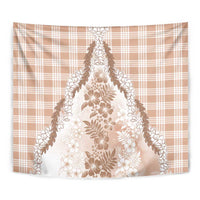 Aloha Hawaii Palaka Tapestry Beige Plumeria Lei - Polynesian Pride