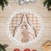 Aloha Hawaii Palaka Tree Skirt Beige Plumeria Lei - Polynesian Pride