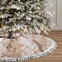 Aloha Hawaii Palaka Tree Skirt Beige Plumeria Lei - Polynesian Pride