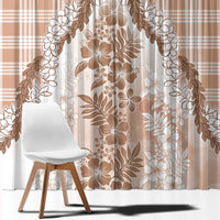 Aloha Hawaii Palaka Window Curtain Beige Plumeria Lei - Polynesian Pride