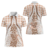Aloha Hawaii Palaka Women Polo Shirt Beige Plumeria Lei LT05 - Polynesian Pride