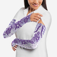 Aloha Hawaii Palaka Arm Sleeves Purple Plumeria Lei - Polynesian Pride