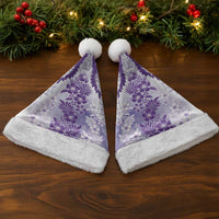 Aloha Hawaii Palaka Christmas Santa Hat Purple Plumeria Lei - Polynesian Pride