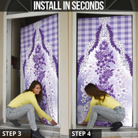 Aloha Hawaii Palaka Door Cover Purple Plumeria Lei - Polynesian Pride