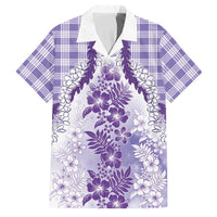 Aloha Hawaii Palaka Family Matching Mermaid Dress and Hawaiian Shirt Purple Plumeria Lei - Polynesian Pride