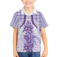 Aloha Hawaii Palaka Family Matching Summer Maxi Dress and Hawaiian Shirt Purple Plumeria Lei - Polynesian Pride
