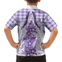 Aloha Hawaii Palaka Hawaiian Shirt Purple Plumeria Lei LT05 - Polynesian Pride