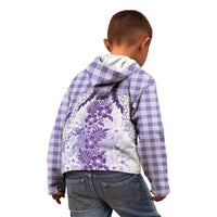 Aloha Hawaii Palaka Kid Hoodie Purple Plumeria Lei - Polynesian Pride