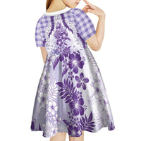 Aloha Hawaii Palaka Kid Short Sleeve Dress Purple Plumeria Lei LT05 - Polynesian Pride